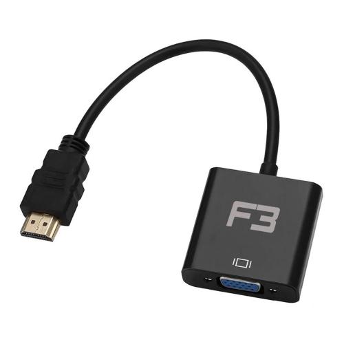 Cabo Conversor HDMI Macho / VGA Femea+ÁudioP2 F3