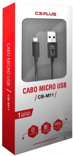 Cabo USB / Micro-USB 1,00m CB-M11BK Preto C3 Tech