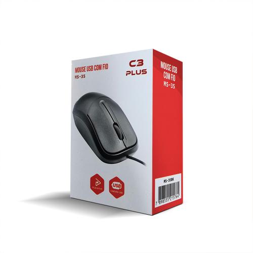 Mouse USB MS-35BK Preto C3 Plus