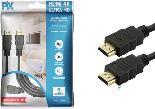 Cabo HDMI 5,00m 2.0b Gold 4K Ultra HD HDR PIX