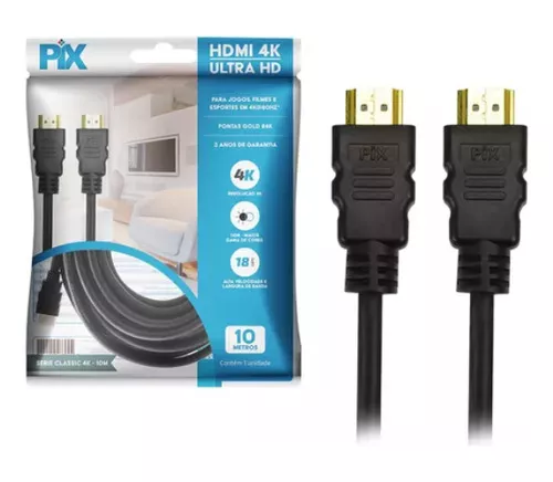 Cabo HDMI 10m 2.0 Gold 4K HDR 3D PIX