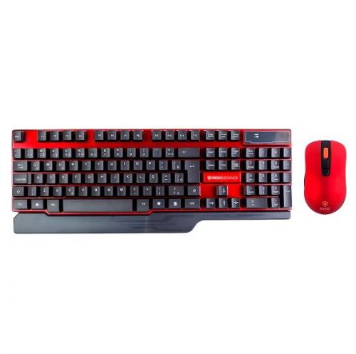 Kit Teclado e Mouse Wireless  Preto/Vermelho KROSS